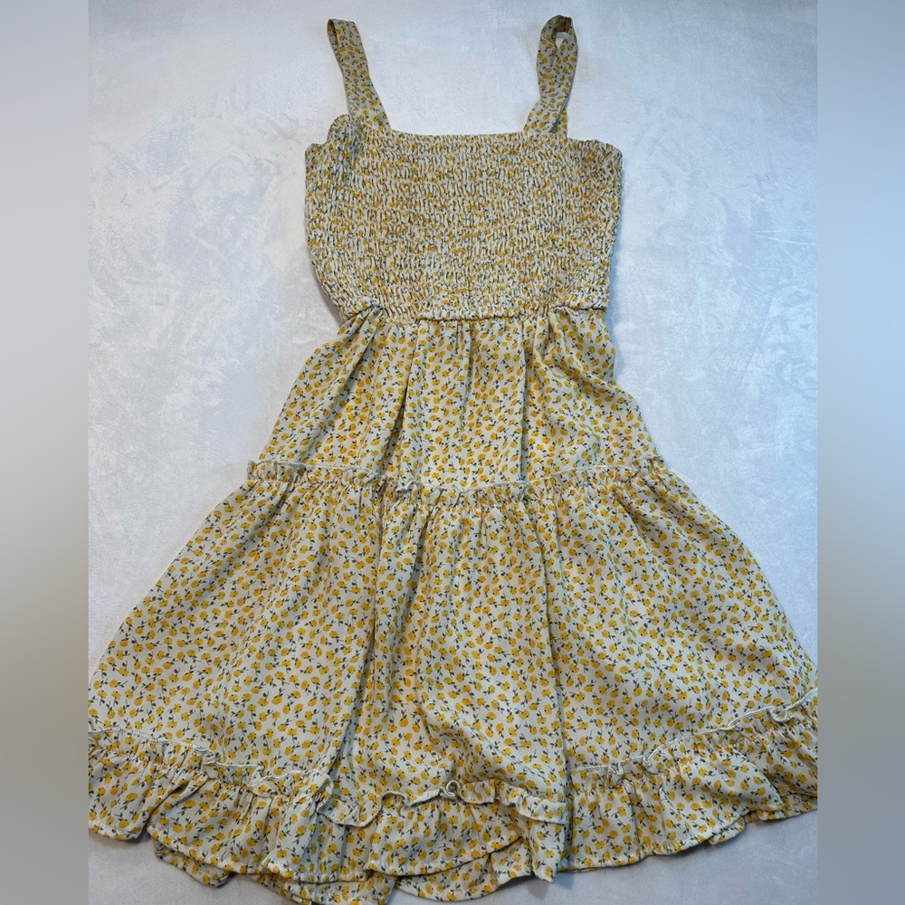 Sienna Sky Flower Midi Dress White Yellow Size S